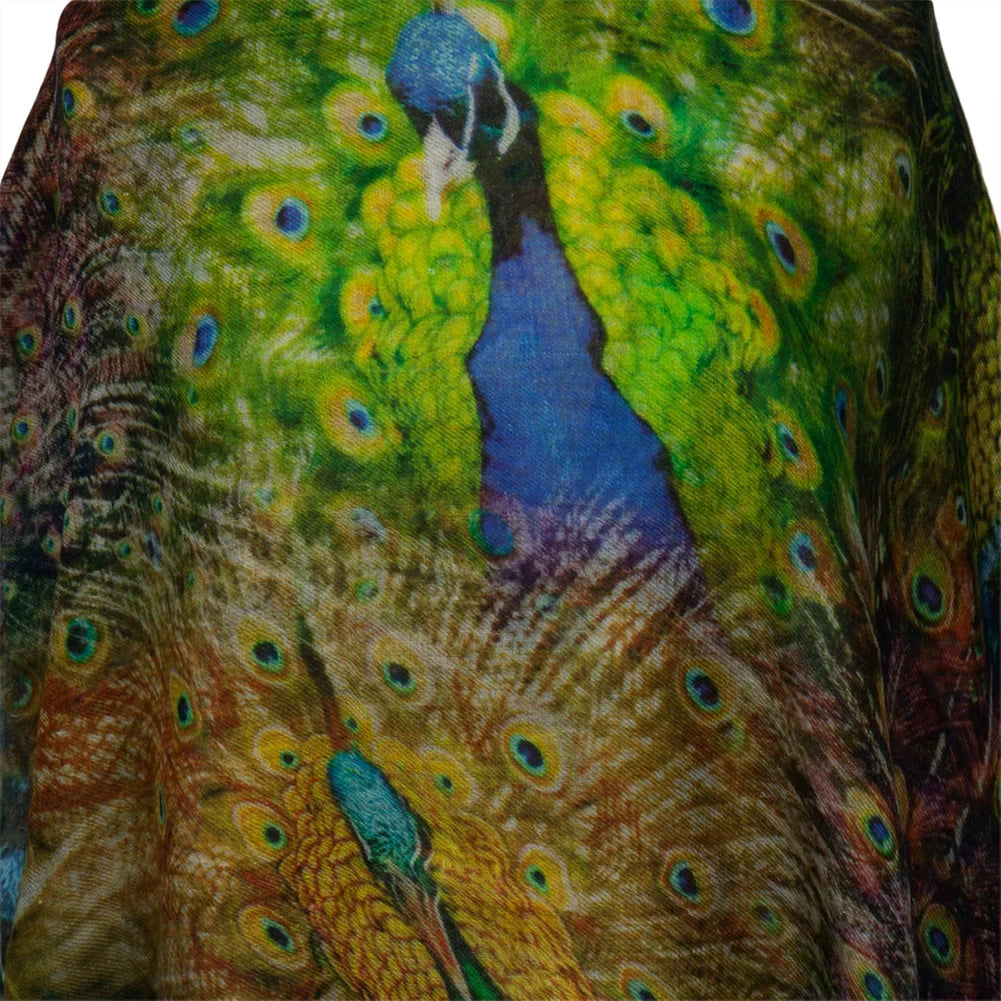 Peacock Feathers All-Over Scarf