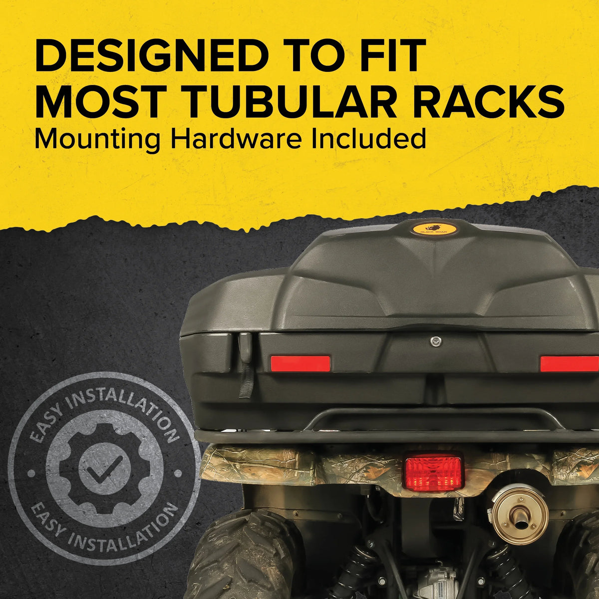 Camco Black Boar ATV/UTV Rear Storage Box and Lounger | Features a Lockable Liquid Storage Box, an Impact-Resistant Design, and a Soft Comfortable Seat Cushion (66010)