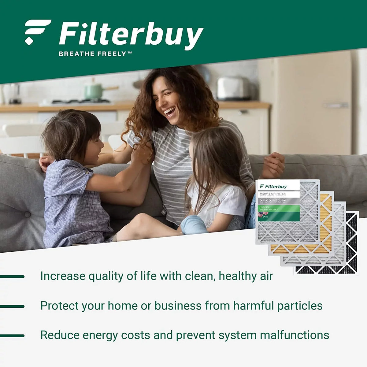 Filterbuy 12x24x4 MERV 11 Pleated HVAC AC Furnace Air Filters (4-Pack)