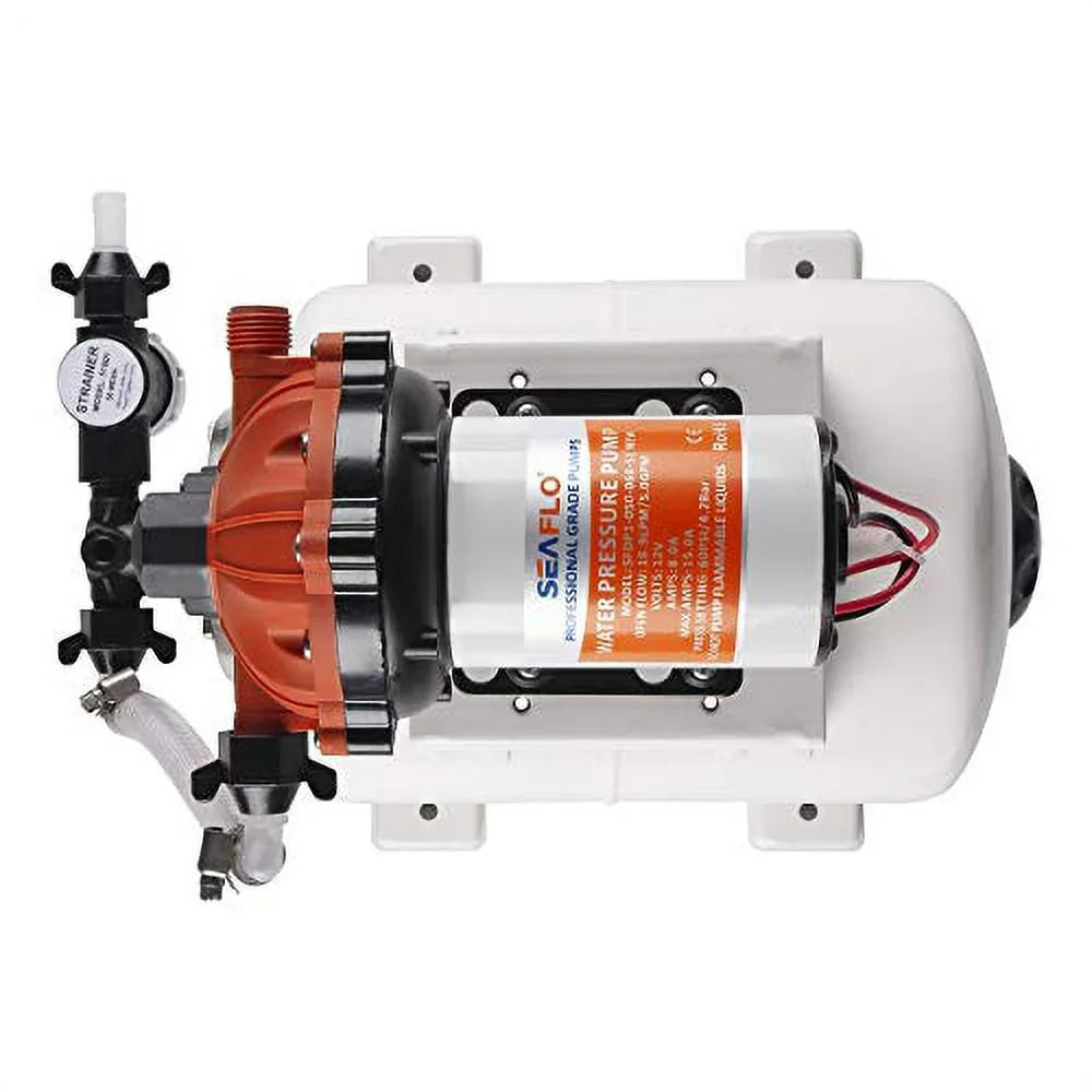 SEAFLO Liquid Pump and Accumulator Tank System - 12V, 5.5 GPM, 60 PSI, 2 Gallon Tan