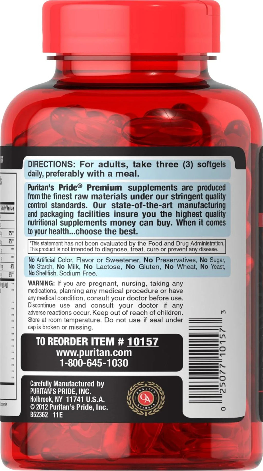 Puritan's Pride Maximum Strength Triple Omega 3-6-9 Fish, Flax & Borage Oils