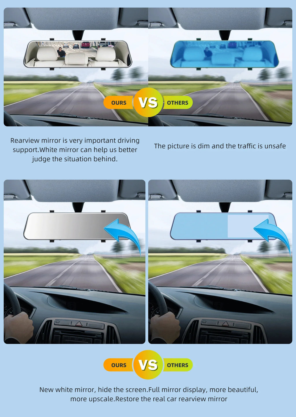 TOGUARD Mirror Dash Cam for Cars, 1080P HD Rear View Mirror Camera, 5'' IPS Full Touch Monitor Front and Rear Dual Dash Camera with G-Sensor, Parking Monitor, Loop Recording, Parking Assistant