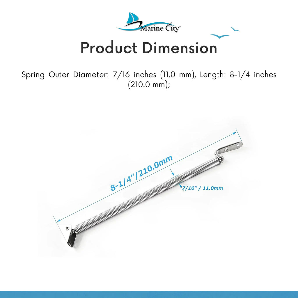 Marine City Stainless-Steel Hatch Spring Adjuster with U-Bolt and L-Shape Plate 8-1/4 inches or 10-1/4 inches Length: 8-1/4 inches