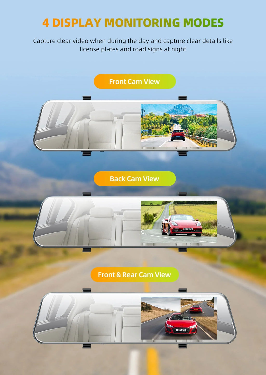 TOGUARD Mirror Dash Cam for Cars, 1080P HD Rear View Mirror Camera, 5'' IPS Full Touch Monitor Front and Rear Dual Dash Camera with G-Sensor, Parking Monitor, Loop Recording, Parking Assistant