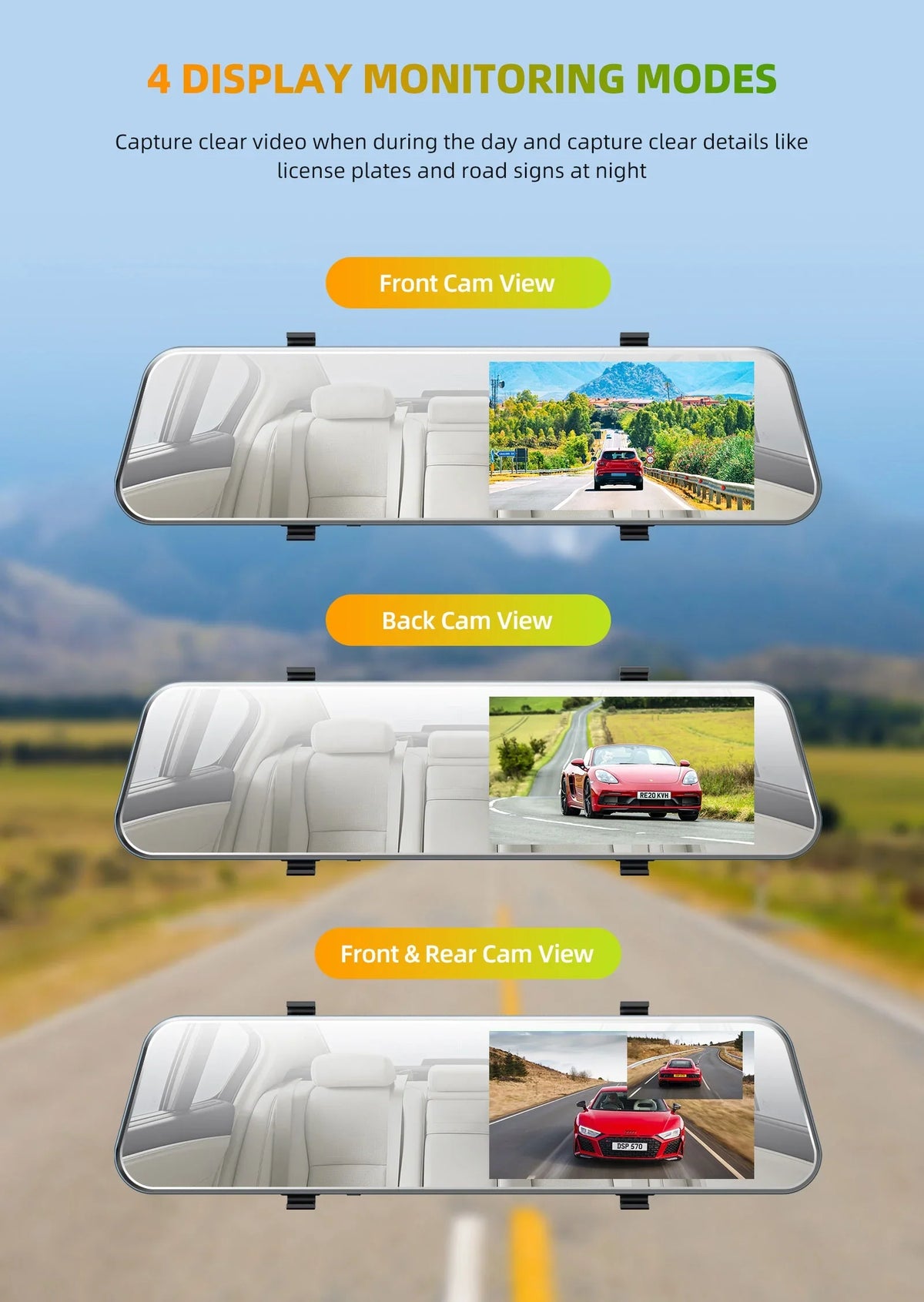 TOGUARD Mirror Dash Cam for Cars, 1080P HD Rear View Mirror Camera, 5'' IPS Full Touch Monitor Front and Rear Dual Dash Camera with G-Sensor, Parking Monitor, Loop Recording, Parking Assistant