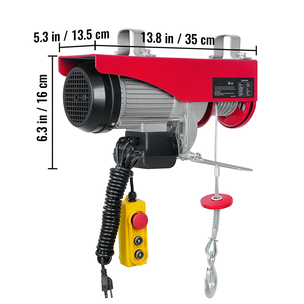 SKYSHALO Electric Hoist 440lbs Crane Winch with Wired Remote Control 480W 110V