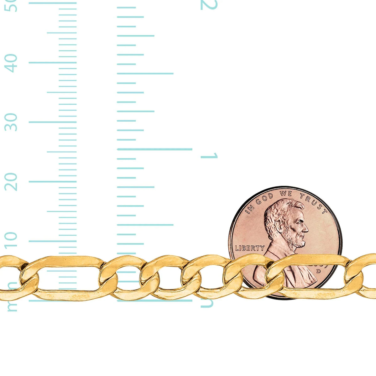 10k Solid Yellow Gold 7.95 mm Figaro Chain Bracelet Lobster Claw Clasp- 8.5 Inches, 12.7gr.