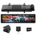 REDTIGER Rearview Mirror Dash Cam, 11" UHD Full Touch Monitor Rear View Mirror Dash Camera for Cars, 4K Front and 2.5K Rear Dash Camera with Night Vision GPS , Free 32GB Card