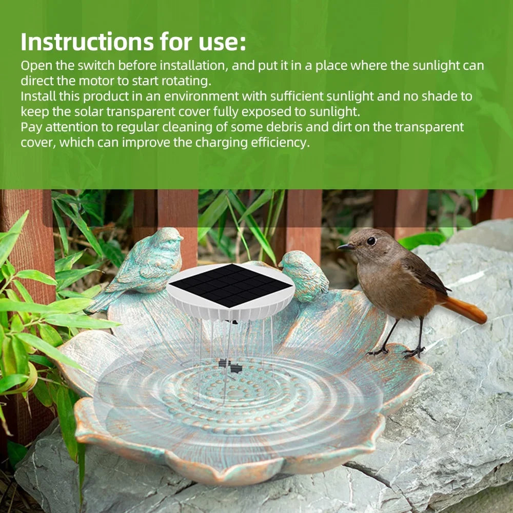 Walmeck Solar Liquid Wiggler for Bird Bath, Maker, 3.7V 1500mAh Backup Battery, Brushless Motor